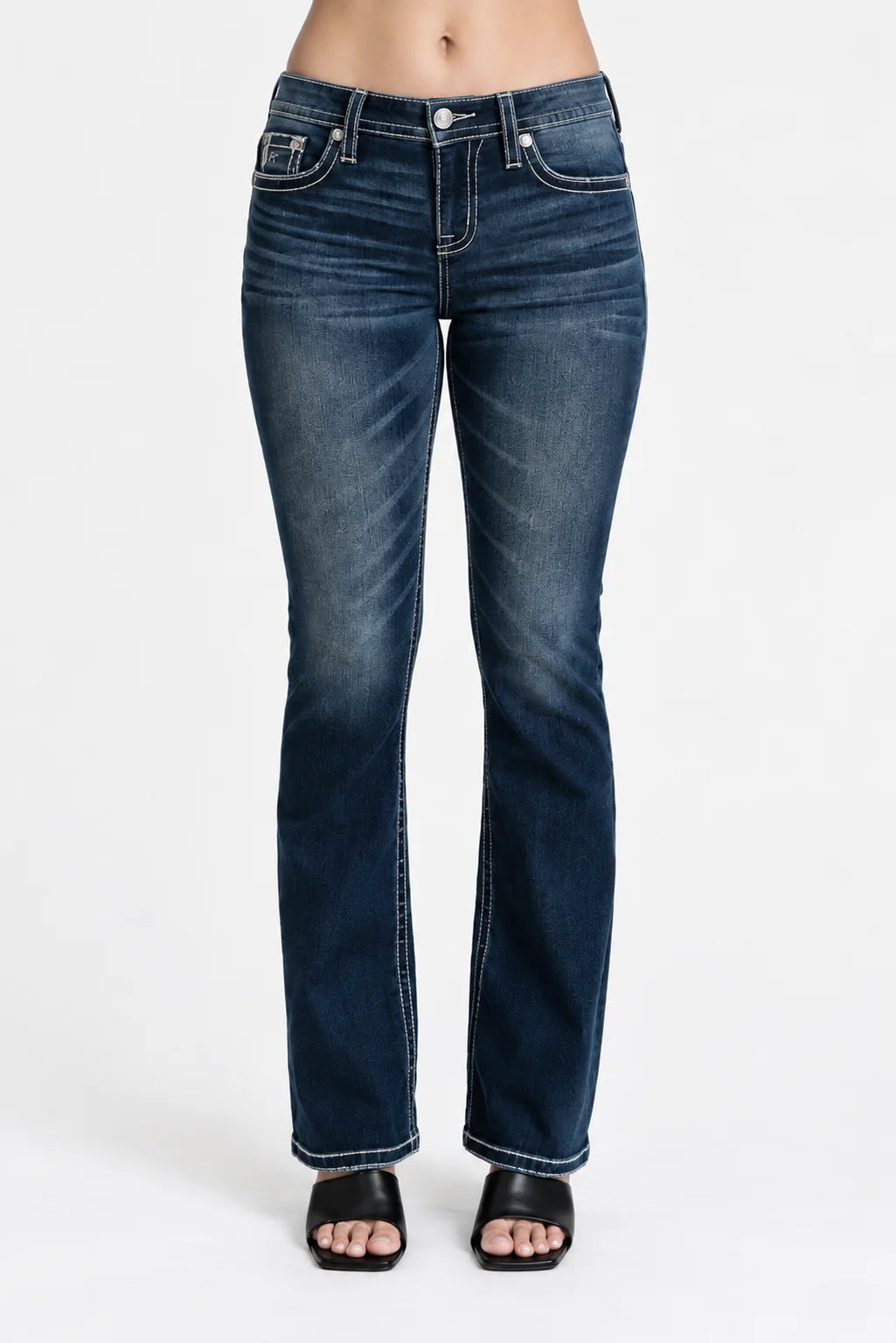 Miss Me Sparkle Angel Wing Mid-Rise Bootcut Jeans 32"