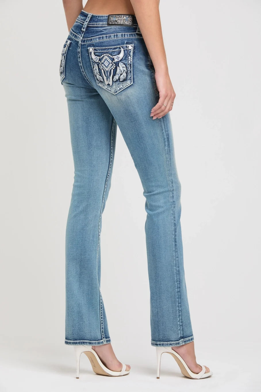 Grace in LA Steer Head Bootcut Jeans 32"