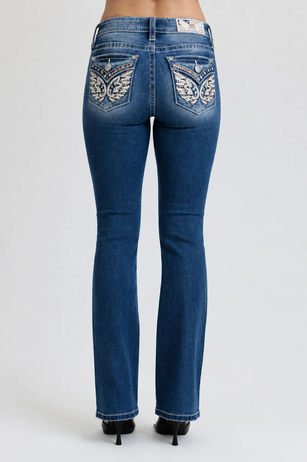 Miss Me Stars and Wings Mid-Rise Bootcut Jeans 32"