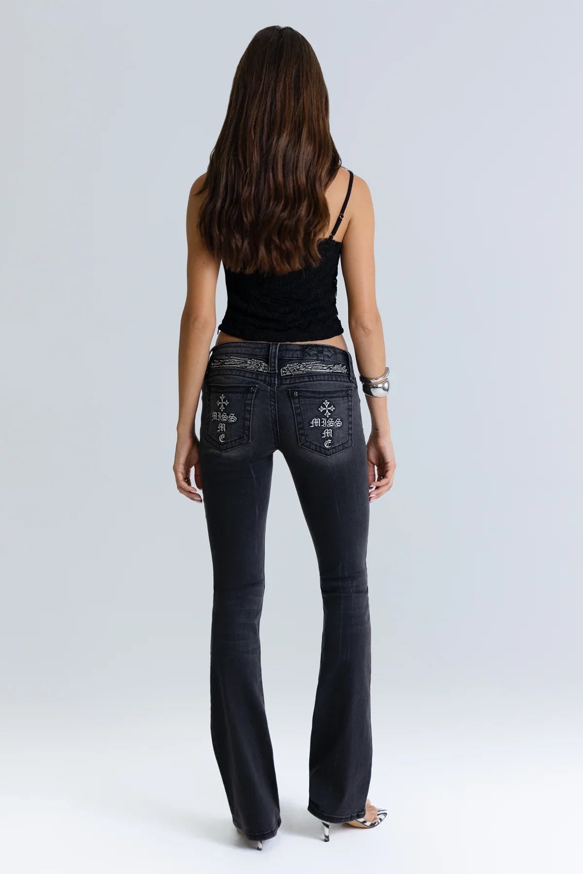 Miss Me Black Sparkle Low Rise Bootcut Jeans 32"