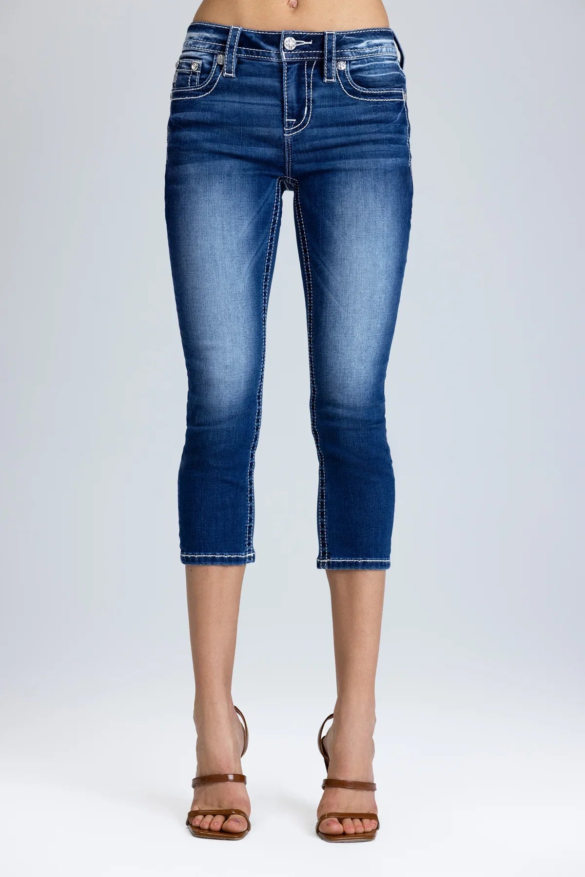 Miss Me Ellora Fleur Mid-Rise Capri Jeans