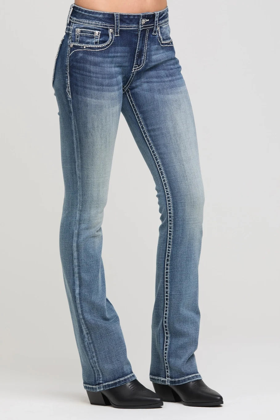 Grace in LA Cross Modify Mid-Rise Boot Cut Jeans 34"