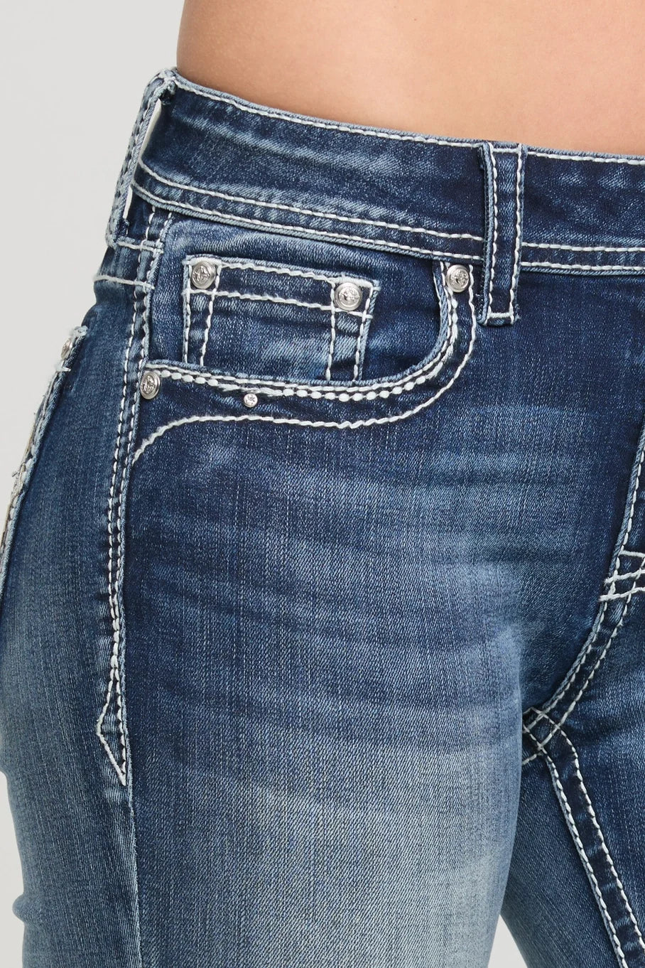 Grace in LA Cross Modify Mid-Rise Boot Cut Jeans 34"