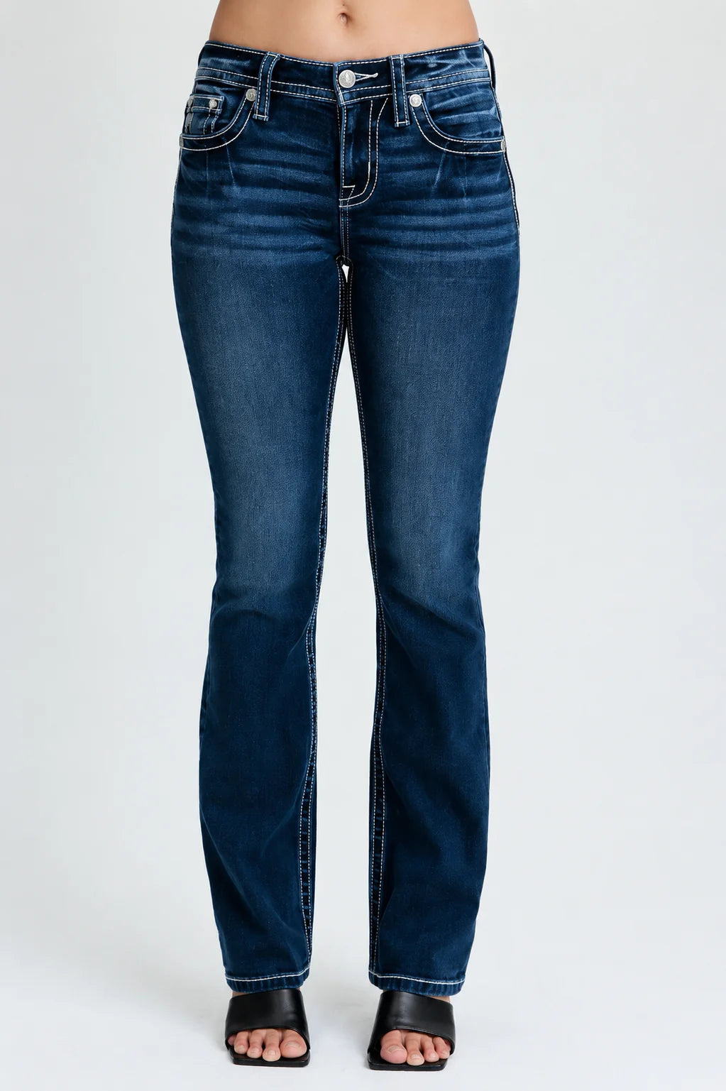 Miss Me Fleur De Lys Mid-Rise Bootcut Jeans 32"