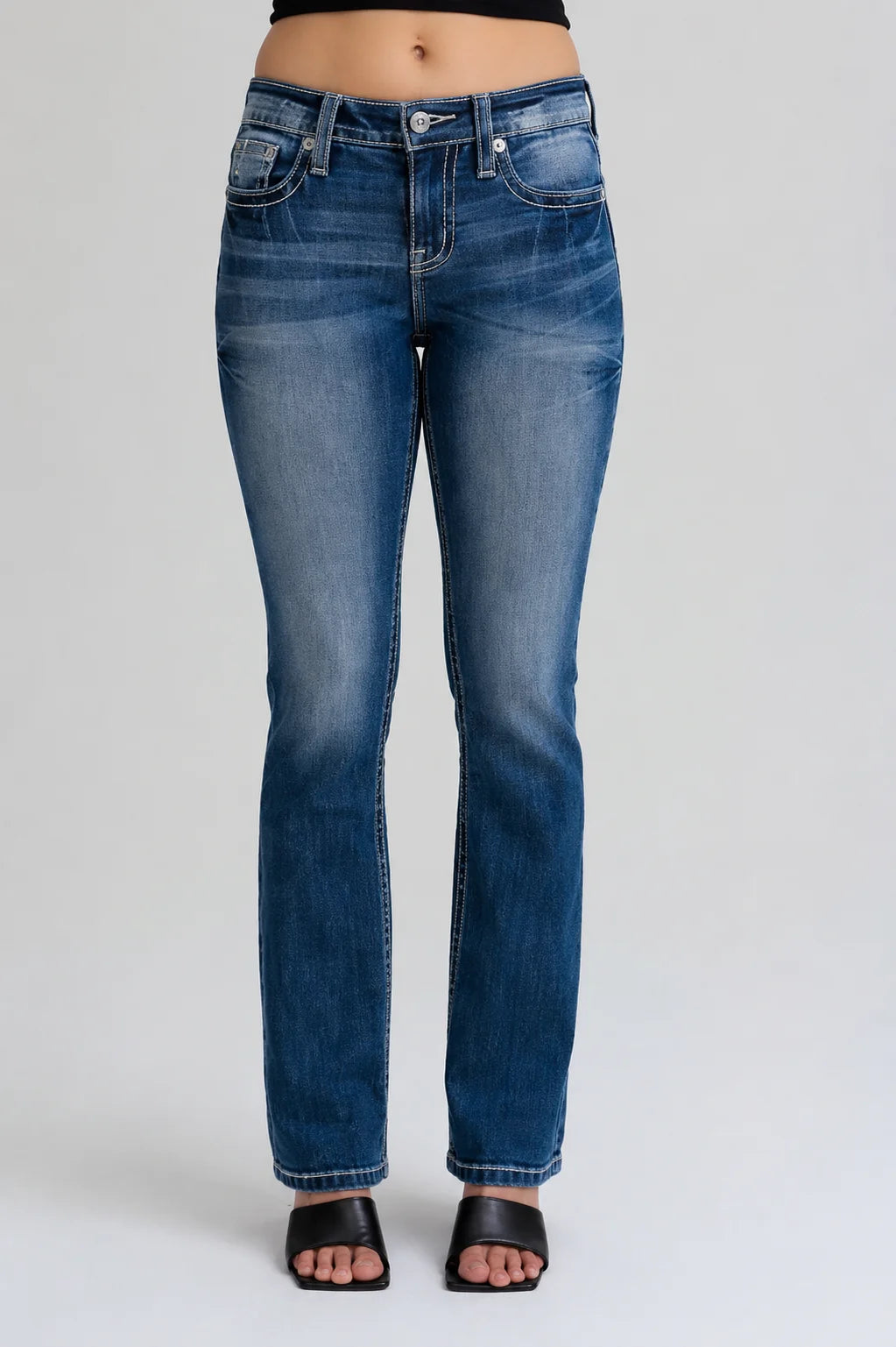 Miss Me Angel Feather Mid-Rise Bootcut Jeans 32"