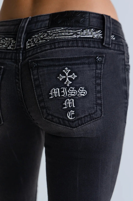 Miss Me Black Sparkle Low Rise Bootcut Jeans 32"